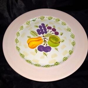 Vintage Frutta by Epoch Collection Dinner Plate~Hand Painted~Fruit Design~Pink